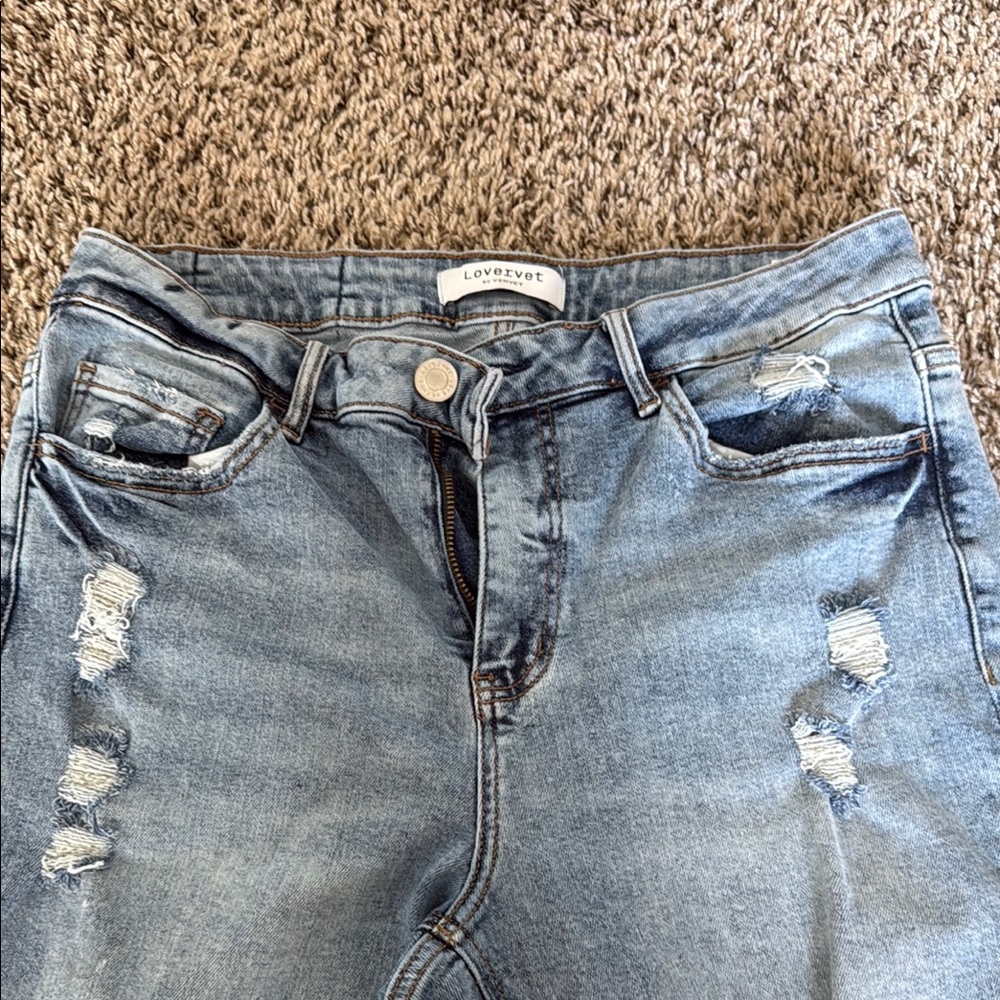 High Rise Blue Distressed Jeans